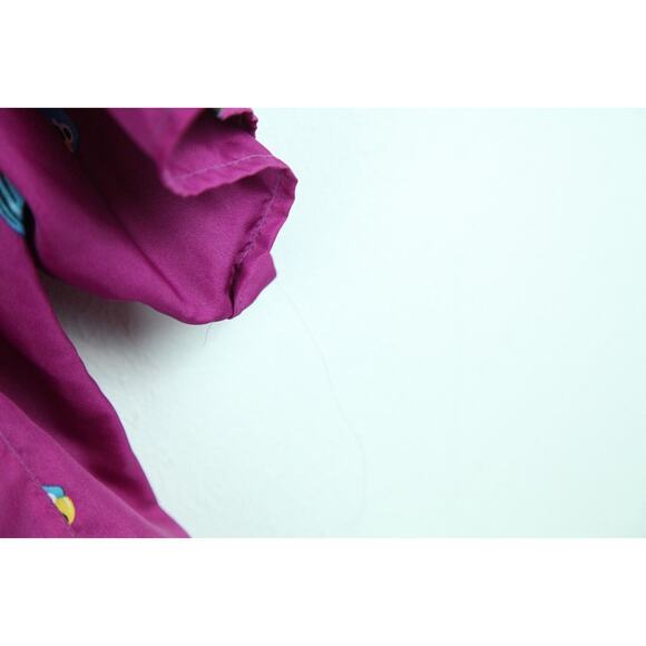 FLAWS VTG 70s 80s Purple Parrot Shirt Hawaiian Magnum PI M 46" Chest Surf Beach - Picture 6 of 11